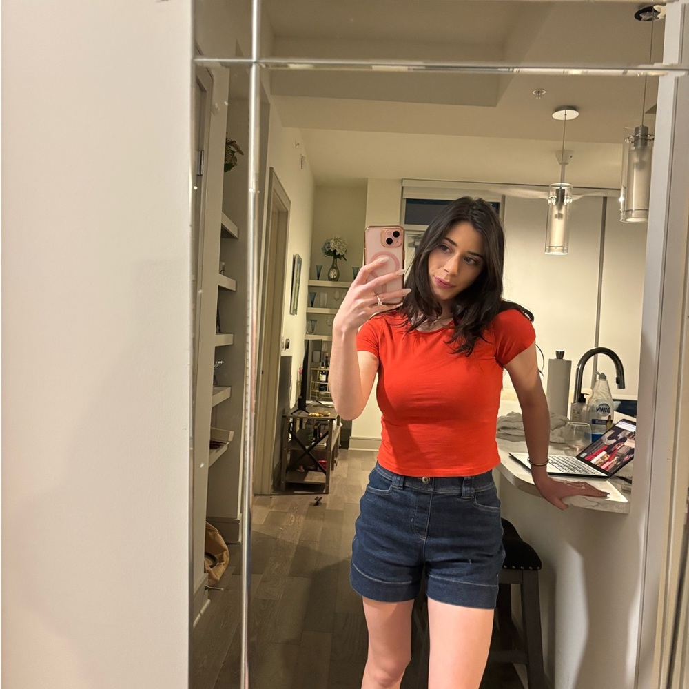 Cheap Monday Fitted Short-Sleeve Crop Tee - Orange